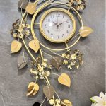 Golden Botanical Metal Decorative Wall Clock