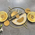 Modern Geometric Gold Metal Wall Art